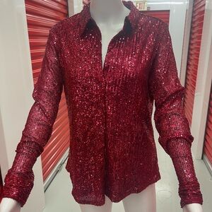 Sparkling Red Sequin Blouse